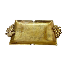 Hot Selling Luxury <b>Serving</b> <b>Tray</b> <b>Gold</b> Plated Designer Handmade Decorative Metal <b>Tray</b> With Luxury Handles - Product Image 1
