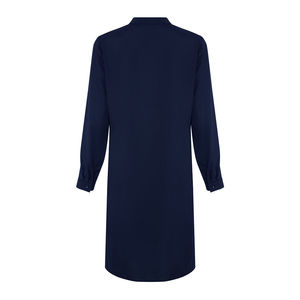 Túnica Elegante Azul Marino con Cuello Mandarín, Cierre y Detalle Drapeado - Product Image 3