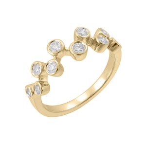 Bague élégante Chevron en diamants de laboratoire faits à la main, F-VS2, bijoux en diamants synthétiques, or massif 14 carats, sertissage à griffes - Product Image 3