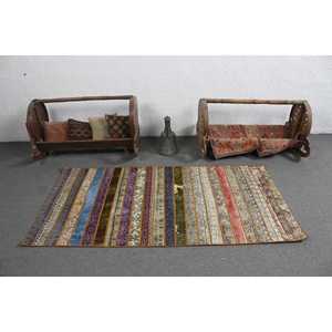 Alfombra de 3x5.9 pies, Alfombra Turca Vintage, Alfombra de Lana Azul Abstracta - Product Image 3