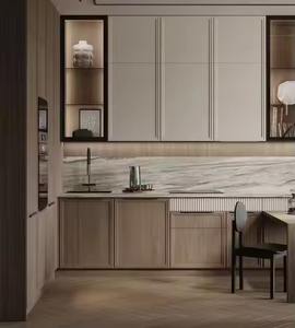 Armario de madera maciza modular inteligente europeo, diseño moderno completo, melamina UV, MDF, armario de cocina de pie, conjunto de fregadero multifuncional - Product Image 6