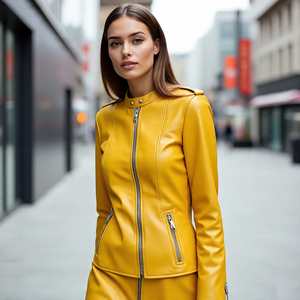 OEM venta al por mayor prendas de vestir exteriores de las mujeres Chaquetas de moto de cuero genuino | Señoras Streetwear Down Collar Chaqueta de cuero de la motocicleta - Product Image 3