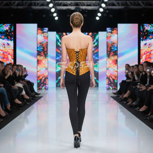 Corsé Premium Estampado con Diseño de Piel de Serpiente, Naranja y Negro, Estilo Vintage, con Varillas de Acero, Ajuste Delgado y Cierre Frontal con Broche - Product Image 6