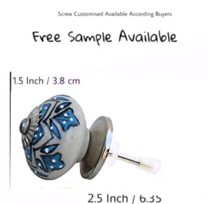 Boutons en céramique fleur ronde turquoise pour armoires tiroirs commodes chambres entrepôts extérieurs Villas en Inde-poignée et traction - Product Image 3