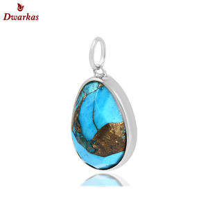 Design simple 925 argent Sterling Turquoise teint pendentif en pierres précieuses bijoux à la mode pour cadeau - Product Image 2