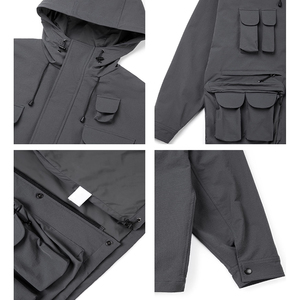 เสื้อคลุมกันลมมีฮู้ดสำหรับผู้ชาย, เสื้อคลุมกันลมผ้าแคนวาสสำหรับฤดูหนาวสไตล์ลำลอง - Product Image 6