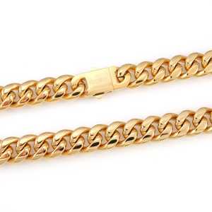 Cadena Cubana de Oro de 14K de 14MM y Pulsera de Eslabones Finos - Product Image 2