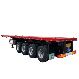 Flat Bed Trailer Heavy Duty 40 Feet Flat Bed 4 Axles 20 Ft 40 Ft 50 Ft 60 Ft Container Semi Truck Flatbed Trailer