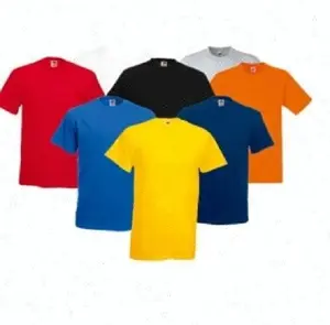 纯棉平纹t恤，圆领和定制标志成人儿童年龄组促销t恤，有各种颜色可供选择