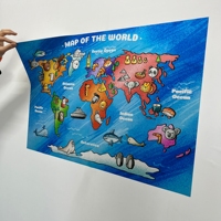 Mapa del Mundo Colorido para Niños, Reutilizable, Material de Poliestireno Duradero, se Adhiere a la Superficie con Electricidad Estática