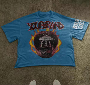 Camiseta de Batik lavada con ácido de gran tamaño de alta calidad para hombres, peso pesado serigrafiado con hombros caídos de talla grande, venta al por mayor - Product Image 4