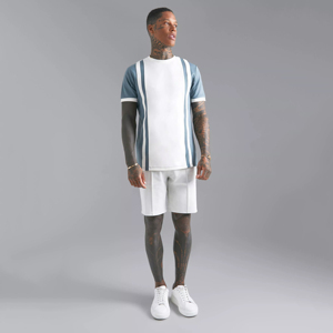 Personnaliser la mode décontractée imprimée hiver hommes couleur unie 2 pièces ensemble court t-shirt et short - Product Image 2