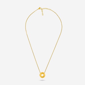 Collier géométrique en alliage de zinc plaqué or pour cadeau, motif numérique, maillons, accent diamant et perle, acier inoxydable, cuivre - Product Image 4