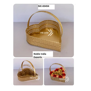 Cesta de flores de acero inoxidable dorado romántico personalizable de fábrica, mesa redonda para pastel para decoración de fiesta de boda - Product Image 5