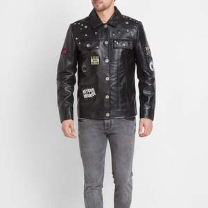 Dernier prix du fabricant pakistanais Veste de motard en cuir de haute qualité pour hommes avec bouton Style grande taille pour l'hiver - Product Image 4