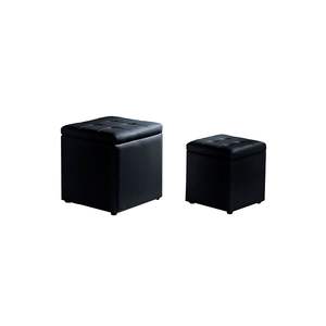 Boxi Set 2 Faux <b>Leather</b> <b>Stools</b> & Ottomans - Product Image 1