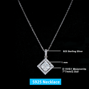 Pendentif en moissanite de 2,00 carats VVS1, design halo princesse, argent sterling 925, collier pour femme, bijoux, cadeau pour les occasions spéciales - Product Image 5