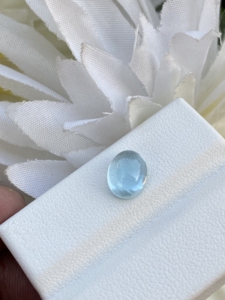 Cabochon de forme ovale en aigue-marine de couleur naturelle de 9x7 MM avec un bon lustre Pierre précieuse en diamant en vrac de 2.06 carats pour la fabrication de bijoux - Product Image 2