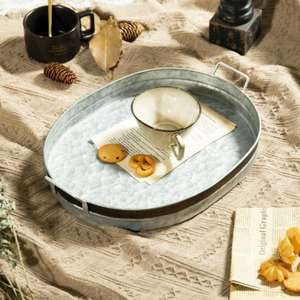 Plateau de service en métal galvanisé fait à la main avec pièce unique pour la maison et les hôtels Taille personnalisée pour la nourriture Cuillère en bois incluse - Product Image 4