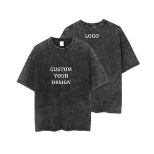 Vente en gros T-shirt personnalisé de haute qualité à séchage rapide et anti-boulochage en coton lourd délavé à l'acide surdimensionné en polyester/coton gris délavé - Product Image 1