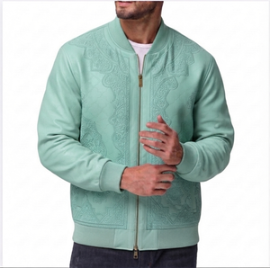 Ostriya V-neck Canvas Polyester/Cotton <b>Men's</b> Bomber <b>Jacket</b> <b>Long</b> Sleeves Front Custom Winter Warm Quick Dry Heat-Transfer - Product Image 2