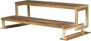 Présentoir à gâteaux à base métallique dorée à 3 niveaux avec dessus rectangulaire en bois Présentoirs à desserts décoratifs par le fabricant indien - Product Image 6