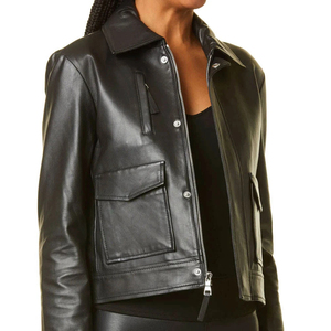 Wholesale High Quality Plain Dyed Quilted <b>Breathable</b> Sheep Skin Leather Eco-Friendly Heated Winter <b>Jacket</b> for <b>Women</b> Cotton - Product Image 5