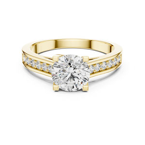 แหวนทองคำ 14K สีเหลือง ประดับเพชรทรงกลม 1.18 กะรัต เพาะเลี้ยงในห้องปฏิบัติการ ดีไซน์หรูหราสำหรับผู้หญิง |   ชุดสำหรับงานเลี้ยงที่ได้รับการรับรองจาก IGI |   เพชรที่เพิ่งเพาะเลี้ยง - Product Image 1