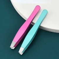 Pince à épiler professionnelle en acier inoxydable de 10 mm, durable et colorée, pour sourcils et extensions de cils (1/4 pièces)