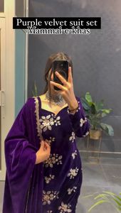 Tela de Terciopelo India y Pakistaní con Bordado Elegante de Secado Rápido, Salwar Kameez Tradicional Informal para Fiestas, Bodas y Haldi - Product Image 3