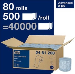 Papier toilette Tork Advanced Standard, blanc, 2 plis, 500 feuilles/rouleau, 80 rouleaux/caisse (2461200) - Product Image 6