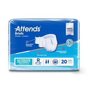 Attends Briefs Absorption Ultime REGULIERE. Sac 24. Couches jetables pour adultes (hommes/femmes) pour l'incontinence (taille 44"-56") - Product Image 4