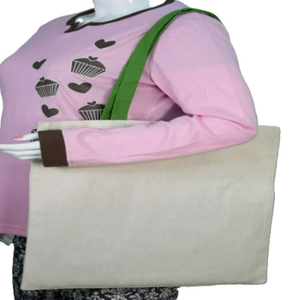 Sac fourre-tout surdimensionné en coton biologique 100% personnalisé avec logo imprimé tendance, réutilisable, écologique, fermeture à bouton et à glissière - Product Image 2