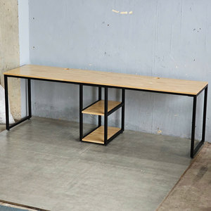 BD68063 240x60x75cm Two-Person Minimalist Modern Office <b>Desk</b> with <b>Shelf</b> Traditional Melamine Wood Style Work <b>Desks</b> - Product Image 2