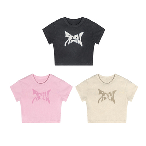 T-shirts pour femmes, style streetwear d'été, coupe ajustée, épaules tombantes, crop tops, coupe ample, t-shirt court, t-shirt sexy pour filles, vente en gros - Product Image 1