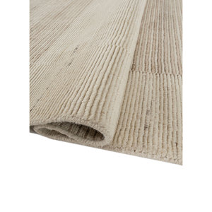 Alfombra de Lana a Rayas Estilo Boho Tesoro Ivory, Tejida a Mano, Rectangular, de Poliéster, para Decoración de Pasillos y Salas de Estar, Felpuda, para Dormitorios -Hwl-425 - Product Image 2