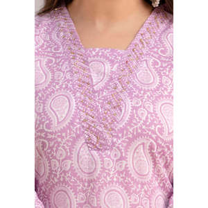 Conjunto de Anarkali Choli con estampado Paisley color lavanda para mujer india, con dupatta y pantalones - Product Image 5