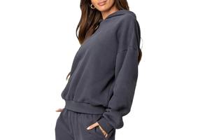 Vêtements de sport en gros pour femmes, sweat à capuche avec impression graphique 3D, broderie de logo, doublure en polaire, sweat à capuche à épaules tombantes durable - Product Image 3