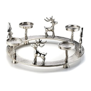 Premium Quality Luxury Metal Candle Holder in Silver Finish Oval Shape Digital Printing New Design for Home Decoration - Product Image 4