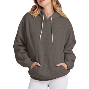 Bolsillos de canguro de alta calidad 100% algodón suéter de gran tamaño holgado personalizado antiarrugas hombro caído sudaderas con capucha para mujer - Product Image 1