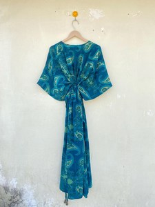 Seda Sari Kaftan suelta Kaftan vestido indio hecho a mano seda Sari Kaftan maternidad desgaste bata de seda - Product Image 6