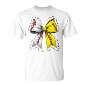 T-Shirt Coquette per Mamma Appassionata di Baseball e Softball con Motivo a Fiocco per Eventi Promozionali - Product Image 1