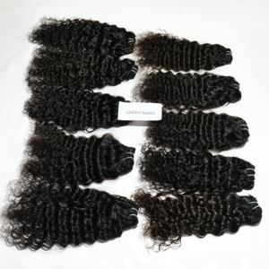 Bundles de cheveux humains vierges naturels indiens non traités Extensions de cheveux Remy alignés sur les cuticules Vague naturelle Styles de vague profonde en vrac - Product Image 6
