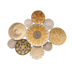 Algues tissées rondes de plaque chauffante, tenture murale de fond de jonc de mer adaptée à la décoration murale de salon de ménage - Product Image 3