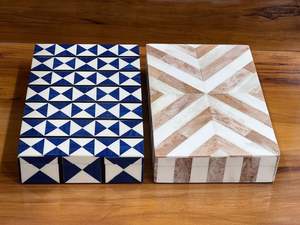 Boîte à bijoux de qualité supérieure, classique, rectangulaire, motif solide, incrustation d'os, impression en relief - Product Image 3