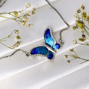 NOVAMART Fine Zarkan 925 <b>Silver</b> Fine <b>Charm</b> <b>Bracelet</b> with Blue Butterfly Design Wholesale Export - Product Image 2