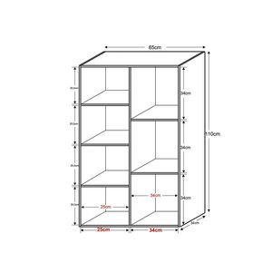 Twin Modern <b>White</b> 7-<b>Shelf</b> Multi-Purpose Living Room Space-Saving Disassembled Design Bookshelf - Product Image 3