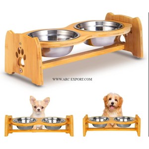 Comedero para Perros de Madera Natural y Metal Pulido con Espejo, Decorativo para Hogar y Jardín - Product Image 2