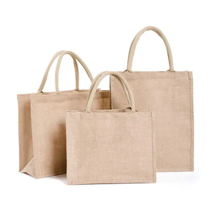 Sacs de jute recyclés écologiques personnalisés fourre-tout à poignée réutilisables avec motif à points Promotion du vendeur pour des achats durables - Product Image 1