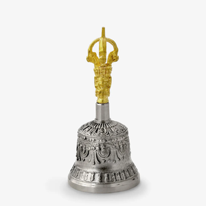 Traditional solid brass buddhist ghanta bell with dorje handle, a significant <b>object</b> for purification, at wholesale prices. - Product Image 4